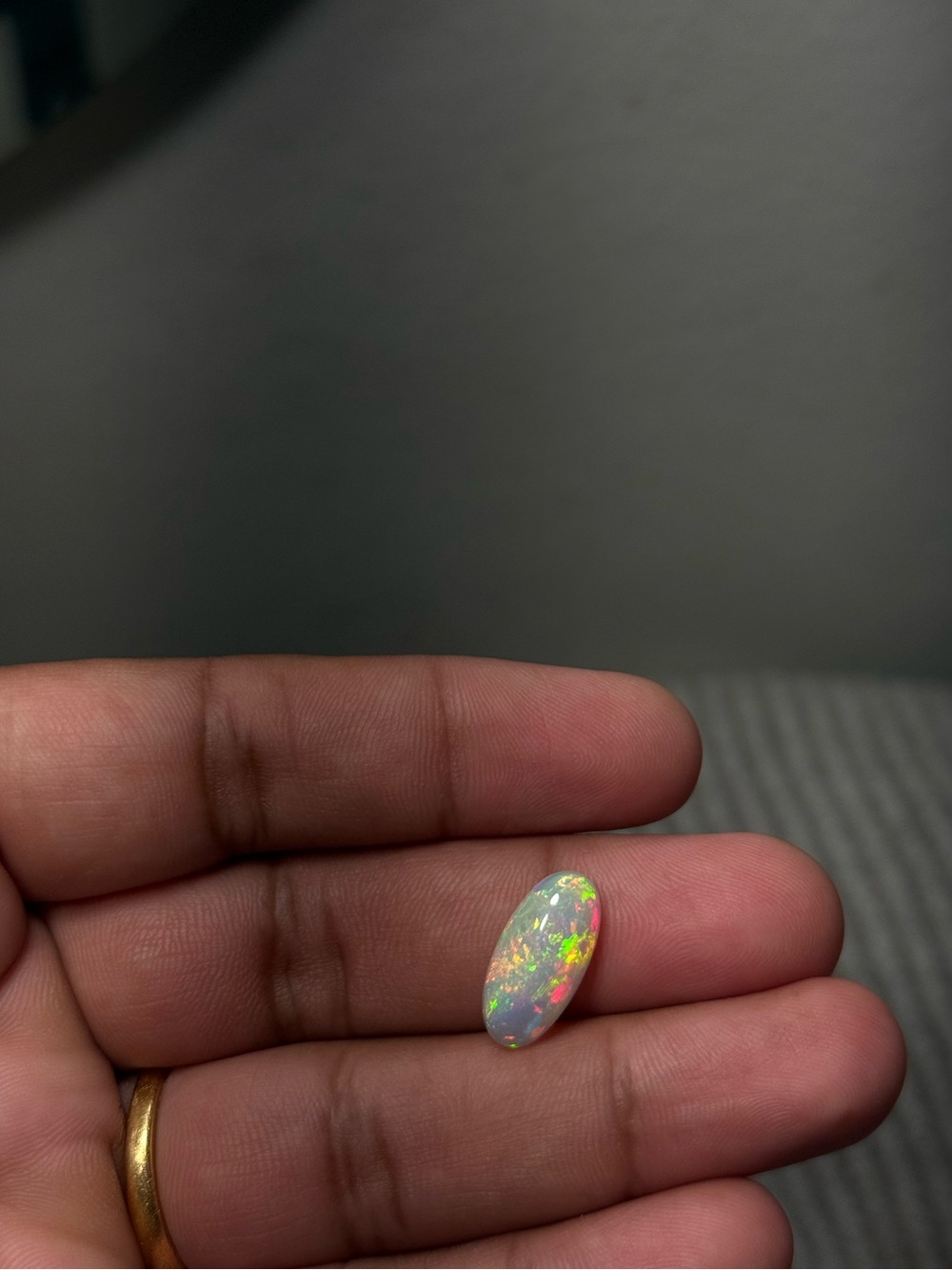 Natural Ethiopian Opal 3.5 Ct Oval Cabochon Loose Gemstone Multi Fire